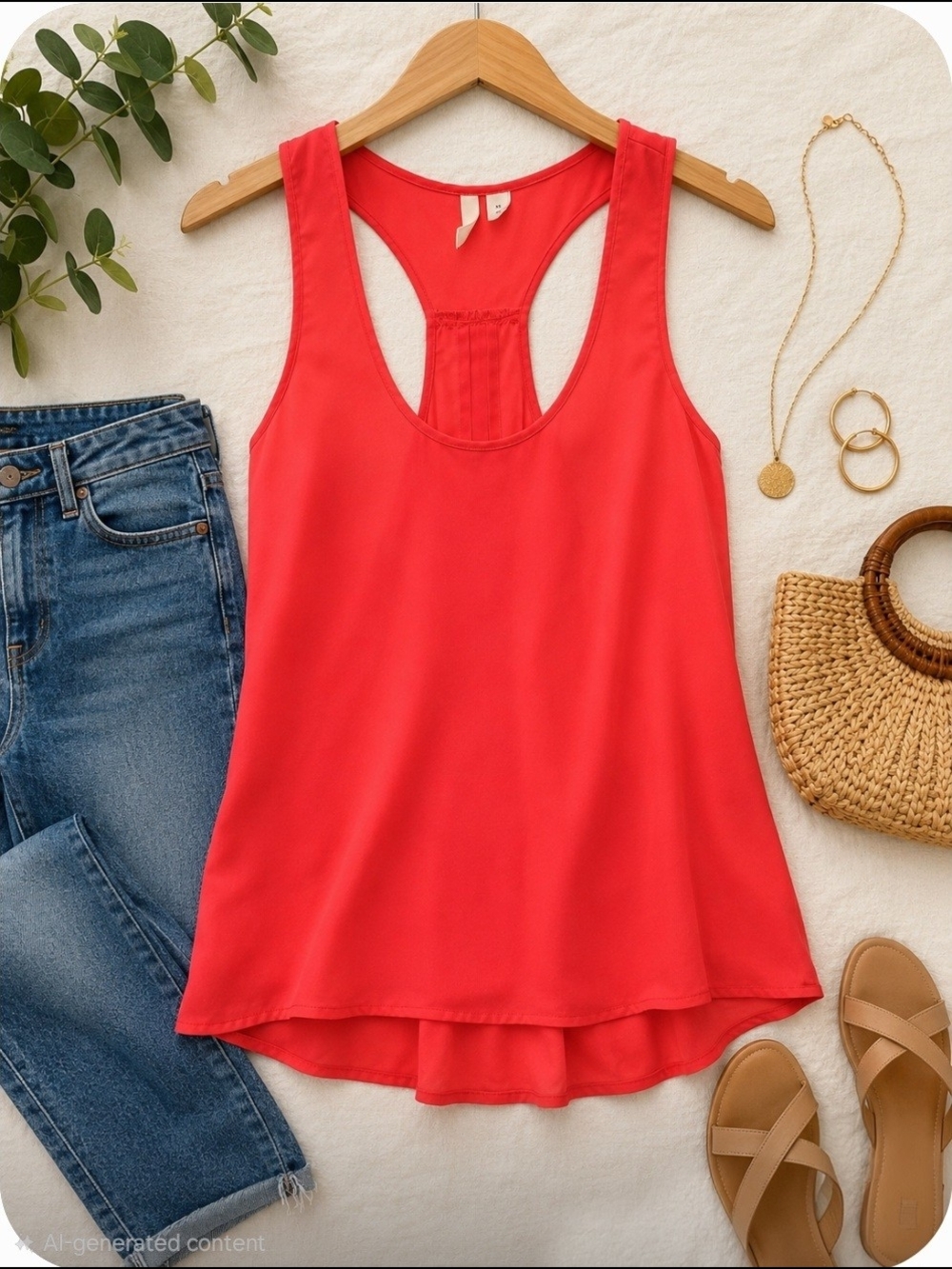 Coral Racerback Tank Top | Flowy Sleeveless Blouse